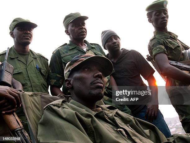 Colonel Sultani Makenga , head of the rebel M23 group, looks on from a hill in Bunagana, a town near the Ugandan border, on July 8, 2012. Colonel...