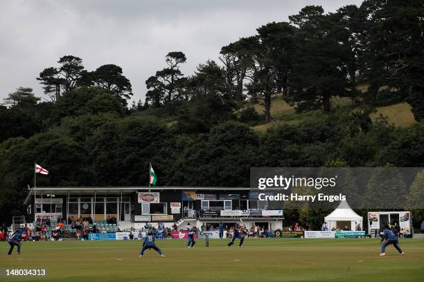 General view of play as Arran Brindle of England hits out during the 4th NatWest International One Day match between England Women and India Women at...