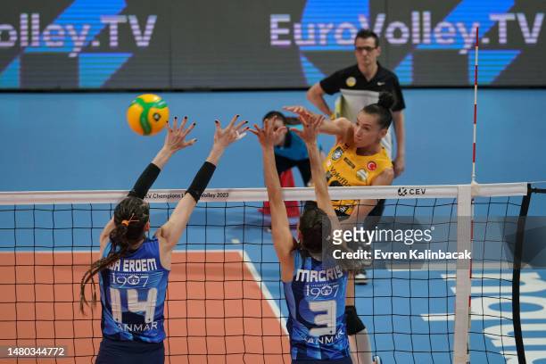 Gabriela Guimaraes of Vakifbank in action during the CEV Women's Champions League Volley 2023 semifinal match between Vakifbank and Fenerbahce Opet...