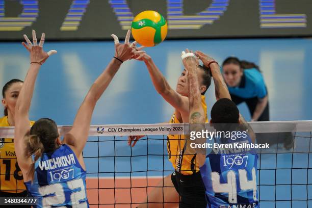 Gabriela Guimaraes of Vakifbank in action during during the CEV Women's Champions League Volley 2023 semifinal match between Vakifbank and Fenerbahce...