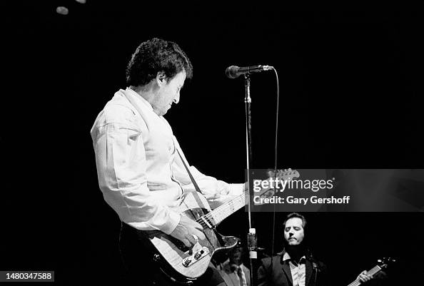 American Rock musician Bruce Springsteen plays a Fender Telecaster ...