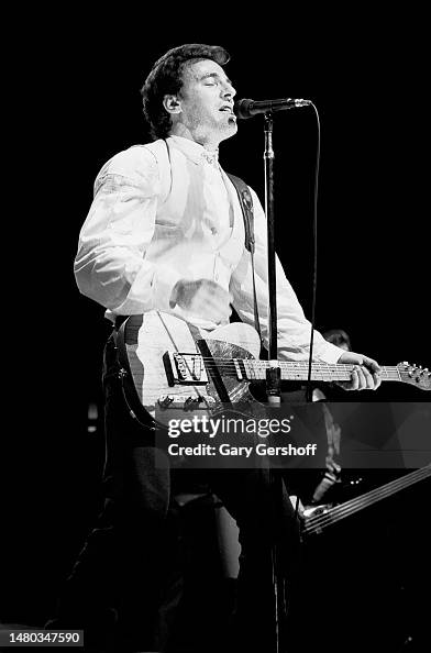 American Rock musician Bruce Springsteen plays a Fender Telecaster ...