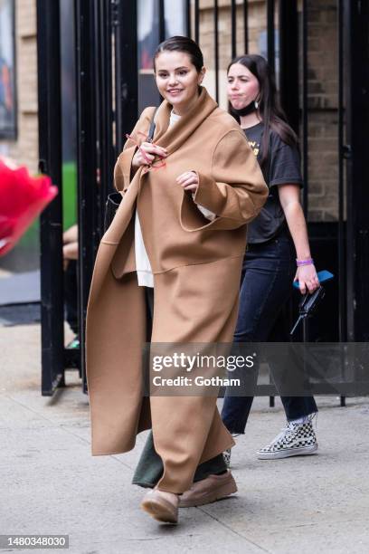 Selena Gomez is seen filming "Only Murders in the Building" in Washington Heights on April 06, 2023 in New York City.
