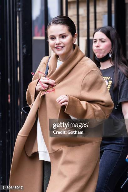 Selena Gomez is seen filming "Only Murders in the Building" in Washington Heights on April 06, 2023 in New York City.