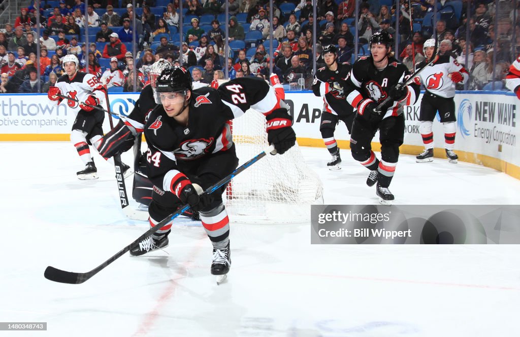 Dylan Cozens of the Buffalo Sabres skates against the New Jersey News  Photo - Getty Images