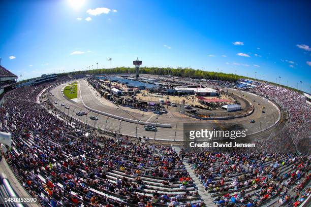 Fans watch from the stands during the NASCAR Cup Series Toyota Owners 400 at Richmond Raceway on April 02, 2023 in Richmond, Virginia.