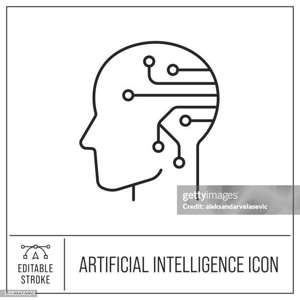 artificial intelligence and machine learning icon - robotics class stock illustrations