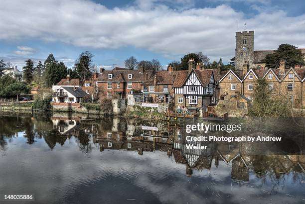 aylesford village reflection - river medway stock pictures, royalty-free photos & images