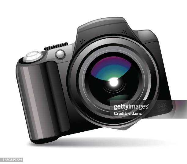 stockillustraties, clipart, cartoons en iconen met dslr photocamera icon - digitale spiegelreflexcamera