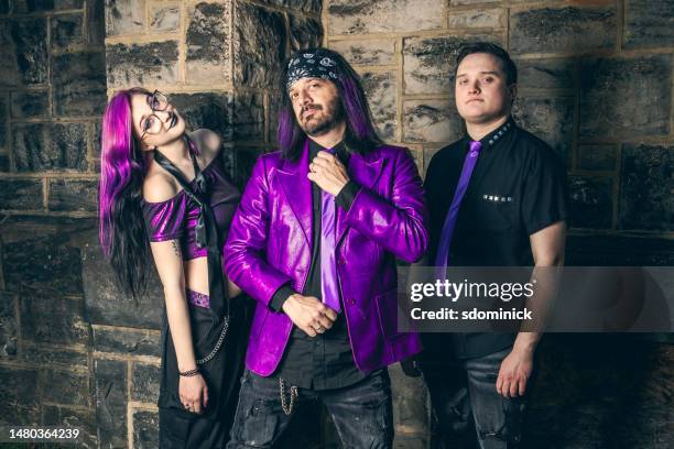 purple pop punk band - emo guy stock pictures, royalty-free photos & images