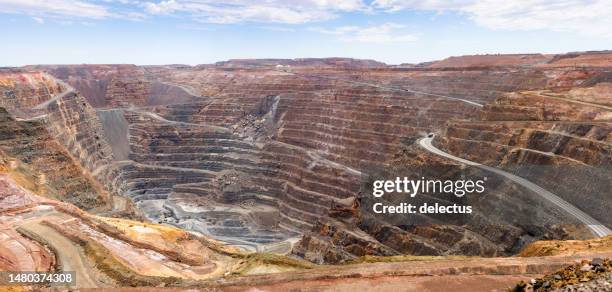 view of super-pit goldmine in kalgoorlie-boulder, western australia, australia - mine workings stock pictures, royalty-free photos & images