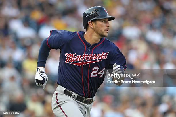 Trevor Plouffe of the Minnesota Twins runs against the Pittsburgh Pirates on June 20, 2012 at PNC Park in Pittsburgh, Pennsylvania. The Twins...