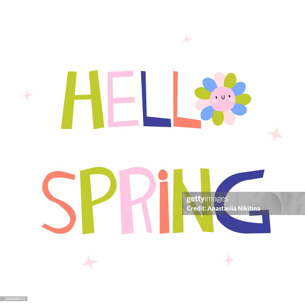 Wear Spring Color Lettering Hand Lettering Greeting Spring Color Vector Font High-Res Vector ...