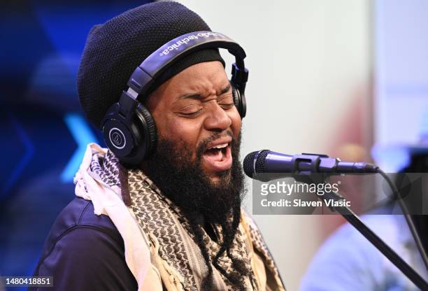 Peter "Peetah" Morgan of reggae group Morgan Heritage performs at SiriusXM Studios on April 06, 2023 in New York City.