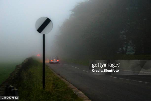 disappearing into the fog - sheffield uk stock pictures, royalty-free photos & images