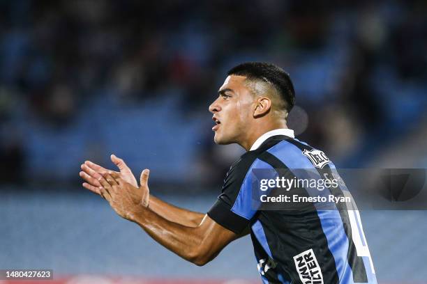 Gonzalo Perez of Liverpool gestures during the Copa CONMEBOL Libertadores group E match between Liverpool and Corinthians at Centenario Stadium on...