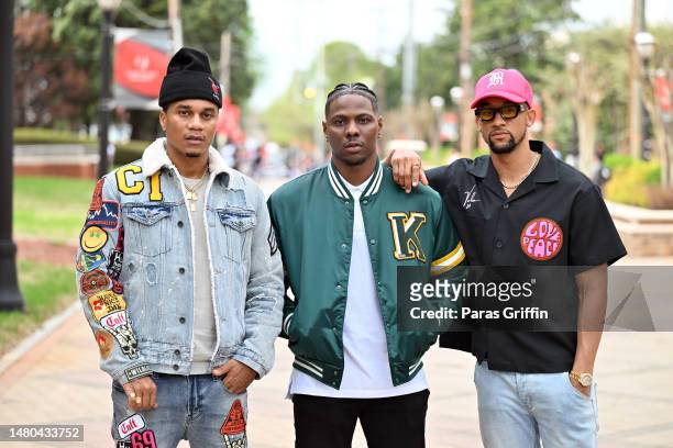Cory Hardrict, Mitchell Edwards, and Peyton Alex Smith attend the HBCU screening of "All American: Homecoming" at Clark Atlanta University on April...