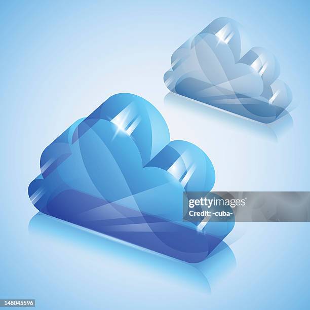 3d glossy clouds - cloud storage stock illustrations