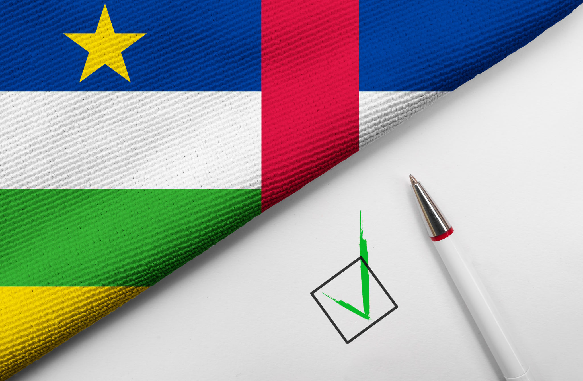 flag of Central African Republic and check mark flag of Central African Republic and check mark