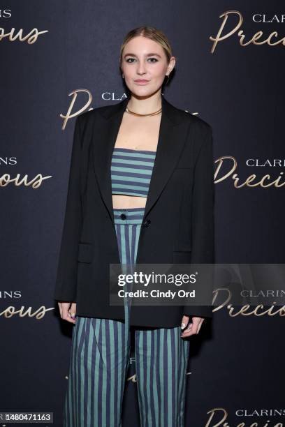 Gracie McGraw attends the Clarins Precious intimate dinner event on April 06, 2023 in New York City.