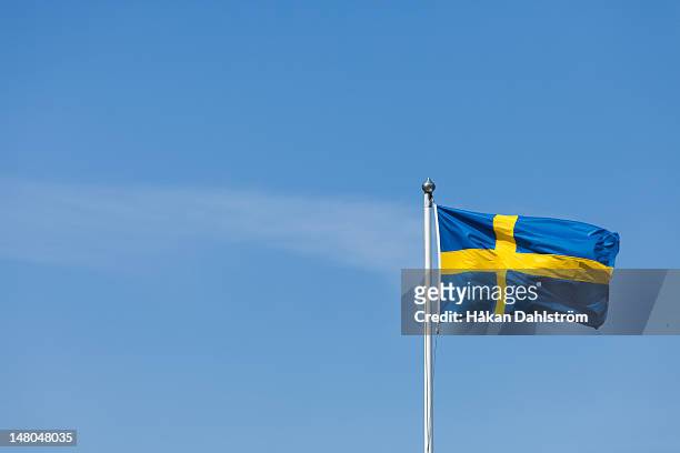 swedish flag - schweden stock-fotos und bilder