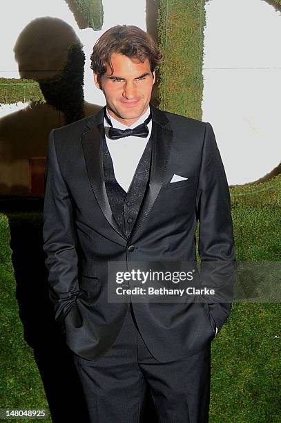 Seven time Wimbledon Men's Champion Roger Federer attends the Wimbledon Championships 2012 Winners Ball at the InterContinental Park Lane Hotel on...