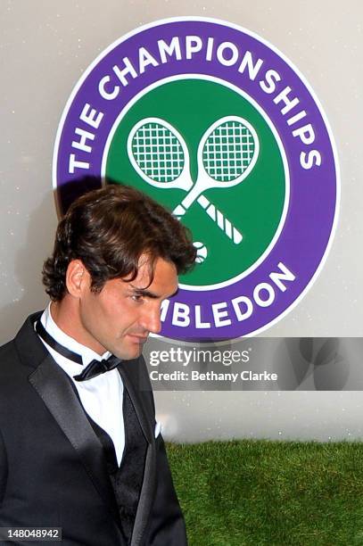 Seven time Wimbledon Men's Champion Roger Federer attends the Wimbledon Championships 2012 Winners Ball at the InterContinental Park Lane Hotel on...