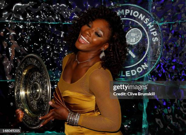 Five times Wimbledon Ladies Champion Serena Williams attends the Wimbledon Championships 2012 Winners Ball at the InterContinental Park Lane Hotel on...