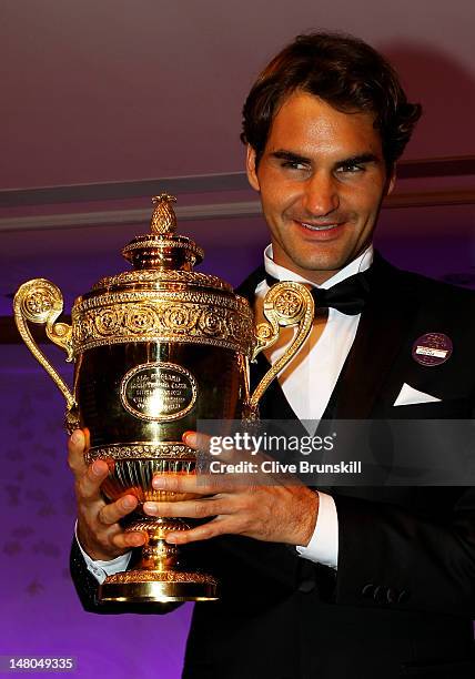 Seven time Wimbledon Men's Champion Roger Federer attends the Wimbledon Championships 2012 Winners Ball at the InterContinental Park Lane Hotel on...