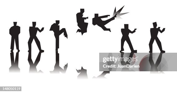 Fighter Executing A Flying Kick In Sequence High-Res Vector Graphic ...