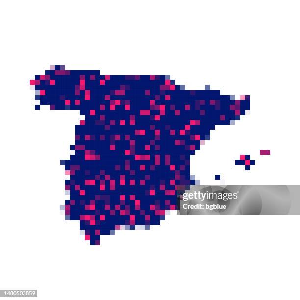 spain map in pixels on white background - spain stock illustrations