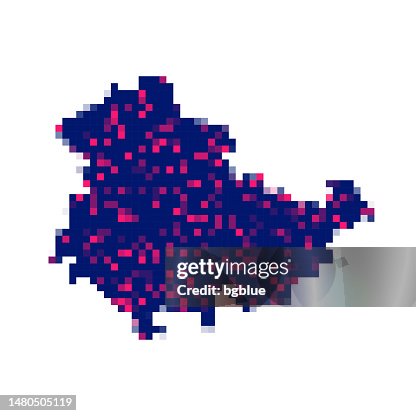 Thuringia map in pixels on white background Thuringia map in pixels on white background