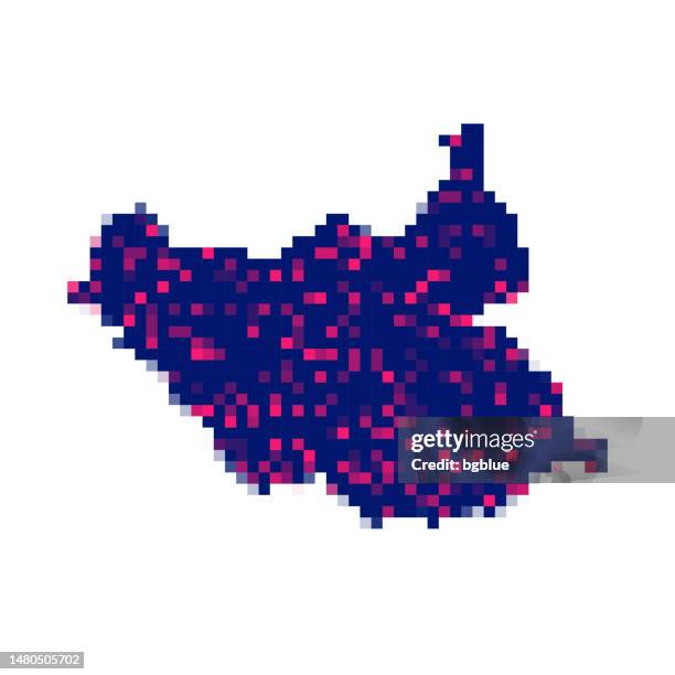 south sudan map in pixels on white background - south sudan stock illustrations