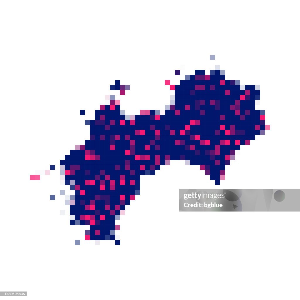 Shikoku map in pixels on white background