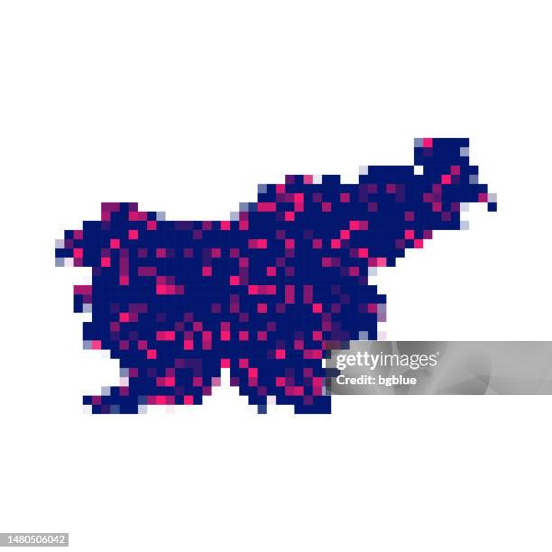 slovenia map in pixels on white background - slovenia stock illustrations