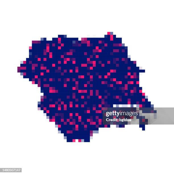 yorkshire and the humber map in pixels on white background - yorkshire map stock illustrations