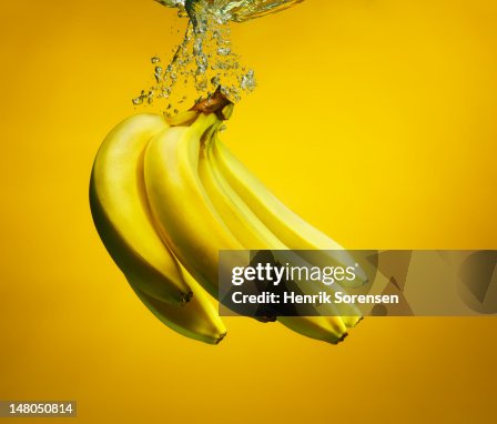 Bananas splashed into water Bananas splashed into water