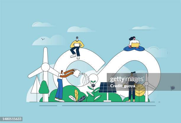 stockillustraties, clipart, cartoons en iconen met environmental protection concept illustration. - circulaire economie