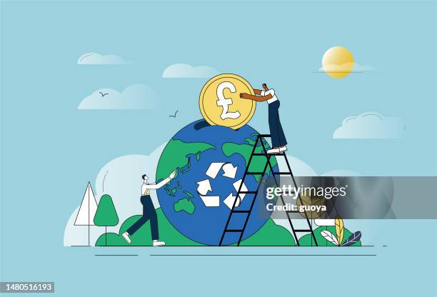 sterling and earth, earth environmental endowment fund concept illustration. - social value stock illustrations