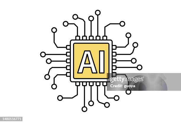 illustrations, cliparts, dessins animés et icônes de icône de puce d’intelligence artificielle ai. - puce informatique