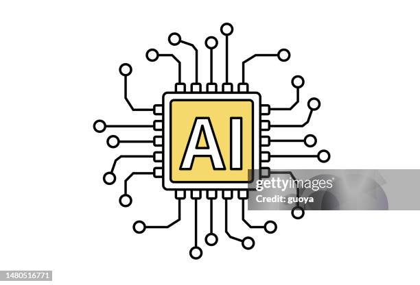 ai artificial intelligence chip icon. - artificial intelligence logo stock illustrations