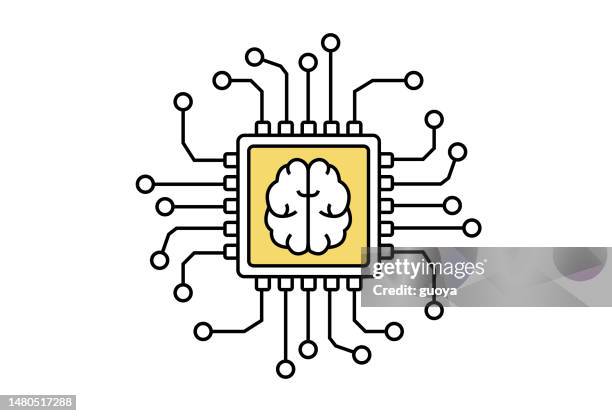 gehirn-chip-symbol. - brain logo stock-grafiken, -clipart, -cartoons und -symbole