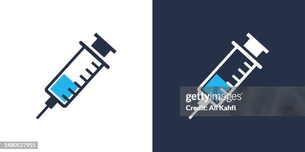 syringe icon. solid icon vector illustration. for website design, logo, app, template, ui, etc. - syringe needle cartoon stock illustrations
