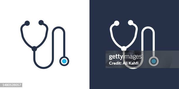 stethoscope icon. solid icon vector illustration. for website design, logo, app, template, ui, etc. - checking heart beat stock illustrations