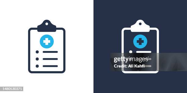 ilustraciones, imágenes clip art, dibujos animados e iconos de stock de icono de examen médico. ilustración vectorial de icono sólido. para diseño de sitios web, logotipo, aplicación, plantilla, interfaz de usuario, etc. - tablilla con sujetapapeles