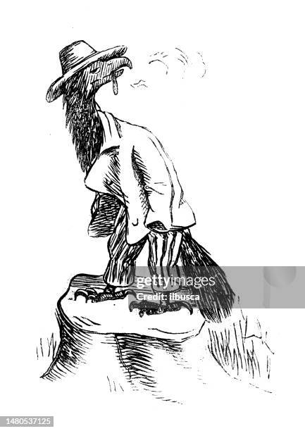 british satire caricature comic cartoon illustration - vulture cartoon character stock illustrations