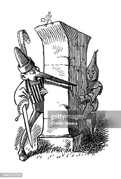 britische satire karikatur comic cartoon illustration - pinocchio stock-grafiken, -clipart, -cartoons und -symbole