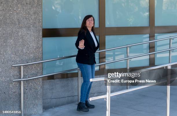 The deputy of the PP in the Assembly of Madrid, Alicia Sanchez Camacho, arrives at the mortuary chapel of the former minister Josep Pique, at the...