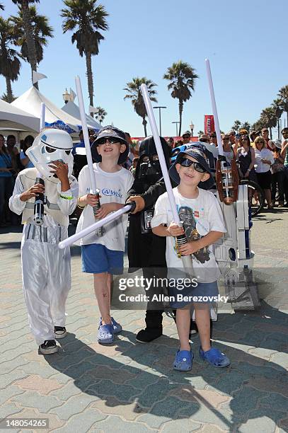 General view of the atmosphere at the "Course Of The Force" - Inaugural "Star Wars" Relay "Conival" at Southside Huntington Beach Pier on July 8,...