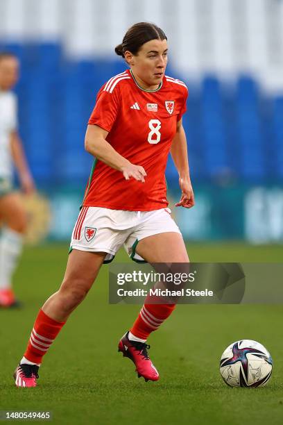 Angharad James of Wales during the Women's International Friendly match between Wales and Northern Ireland at Cardiff City Stadium on April 06, 2023...